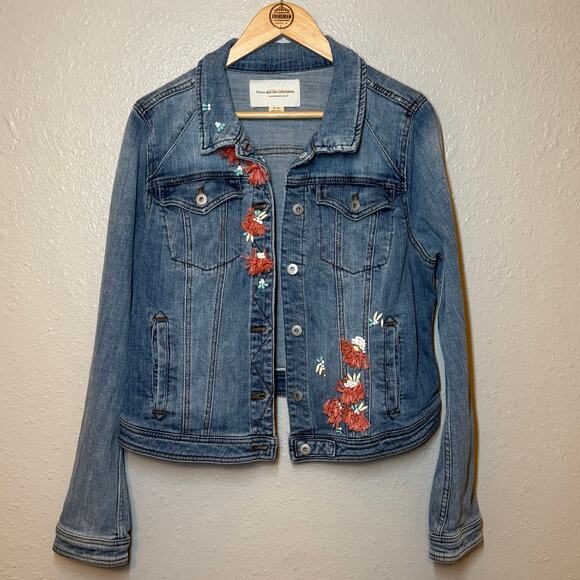 Pilcro and the Letterpress Anthropologie Embellished Denim Jean Jacket Size XL - Picture 2 of 12